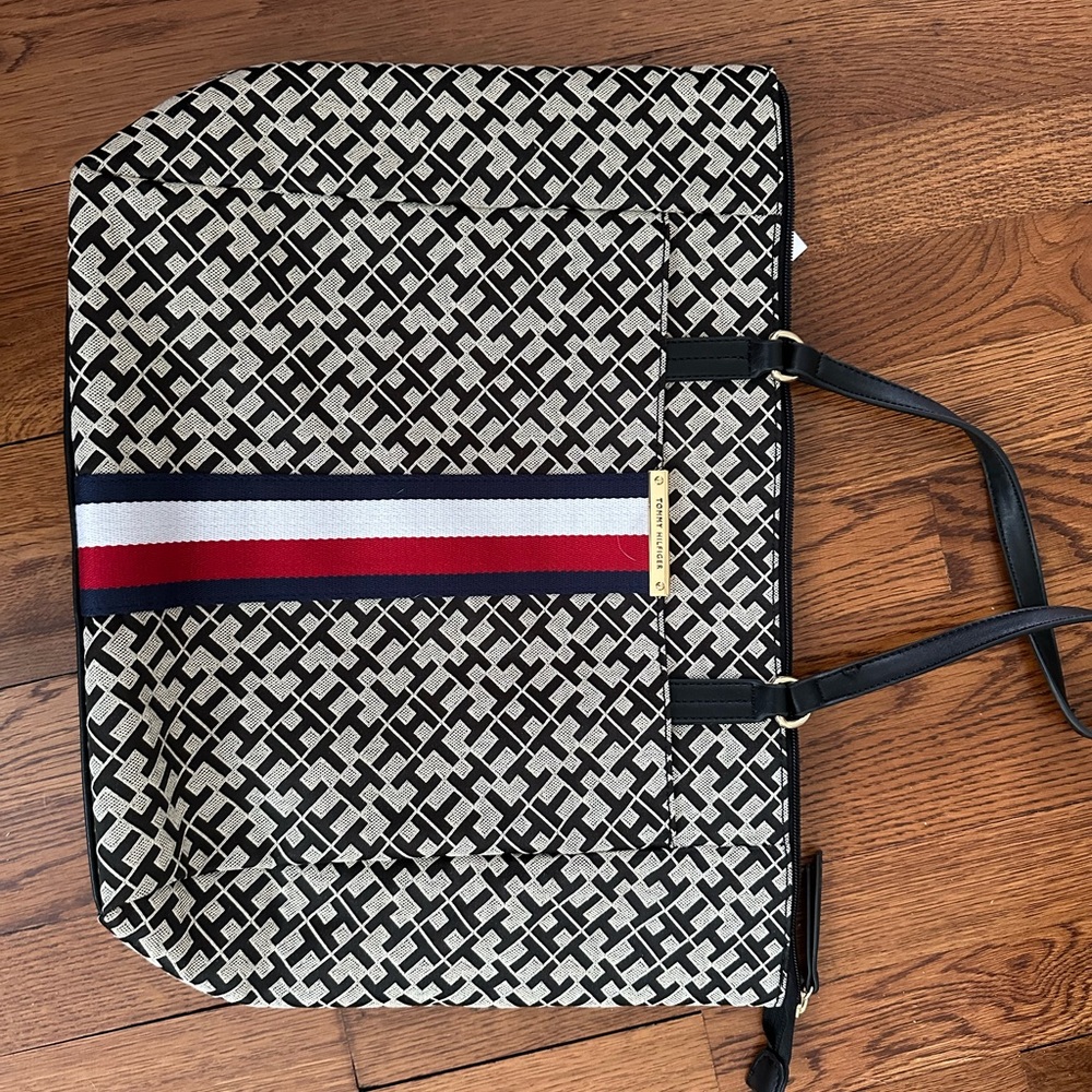 Tommy Hilfiger Navy and White Tote Bag with Signature Monogram